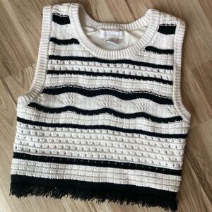 House of Harlow 1960 Women’s Small Sleeveless Knit Black/white Knit Top Boho